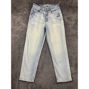 American Eagle Outfitters Mom Straight Blue Jeans Womens 6 Distressed Denim